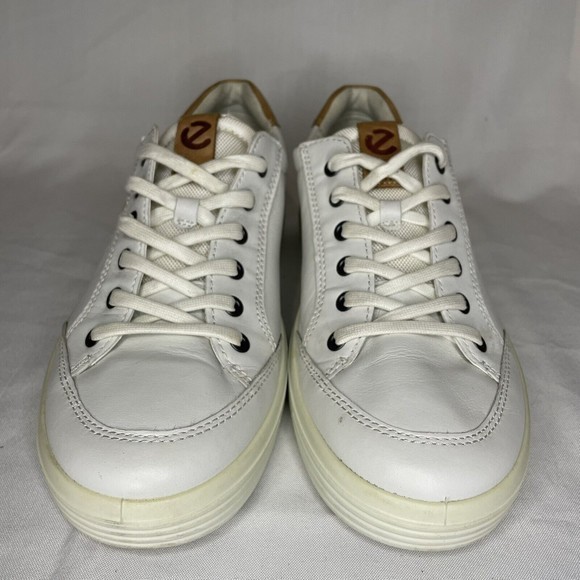 ECCO Men's Size 8 - 8.5‎ Soft Classic Long Lace Sneaker White Leather EU Size 42 - Picture 2 of 8